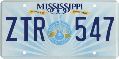 MS license plate ZTR547