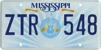 MS license plate ZTR548
