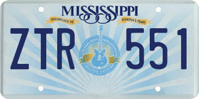 MS license plate ZTR551