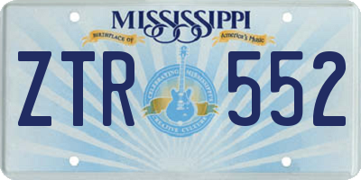 MS license plate ZTR552