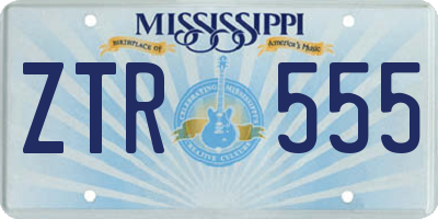 MS license plate ZTR555