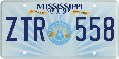 MS license plate ZTR558