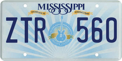 MS license plate ZTR560