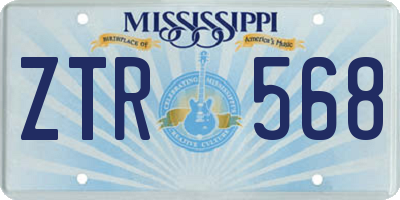 MS license plate ZTR568