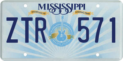 MS license plate ZTR571
