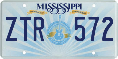 MS license plate ZTR572