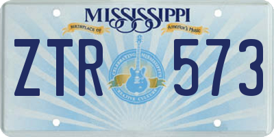 MS license plate ZTR573