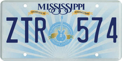 MS license plate ZTR574