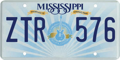 MS license plate ZTR576