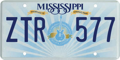 MS license plate ZTR577