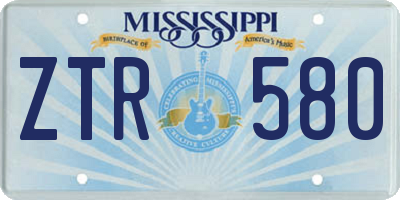 MS license plate ZTR580