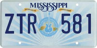 MS license plate ZTR581