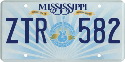 MS license plate ZTR582