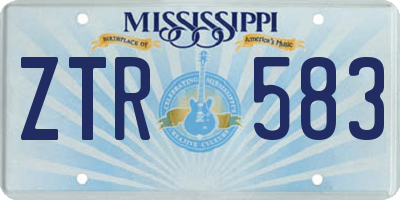 MS license plate ZTR583