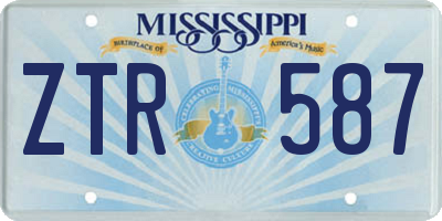MS license plate ZTR587