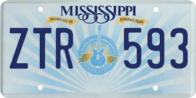 MS license plate ZTR593