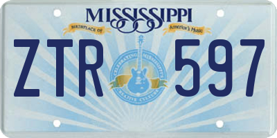 MS license plate ZTR597