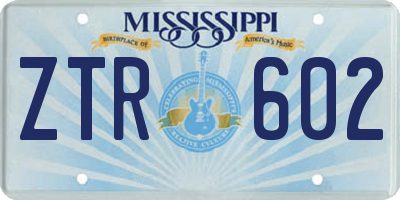 MS license plate ZTR602