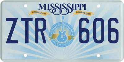 MS license plate ZTR606