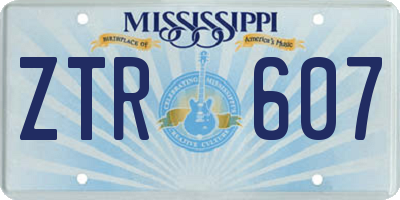 MS license plate ZTR607