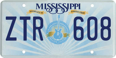 MS license plate ZTR608