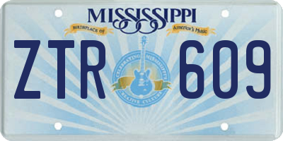 MS license plate ZTR609