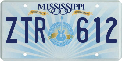 MS license plate ZTR612