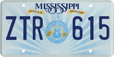 MS license plate ZTR615