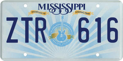 MS license plate ZTR616