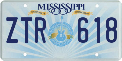MS license plate ZTR618