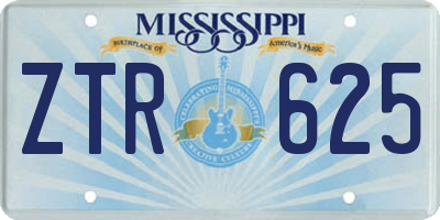 MS license plate ZTR625