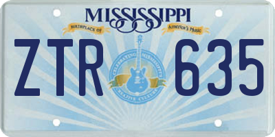 MS license plate ZTR635
