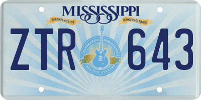 MS license plate ZTR643