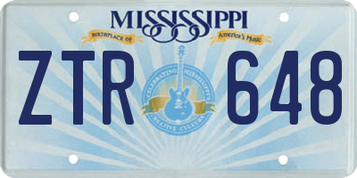 MS license plate ZTR648