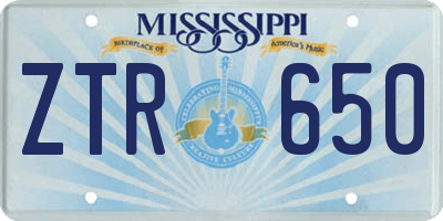 MS license plate ZTR650