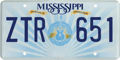 MS license plate ZTR651