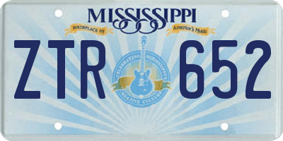 MS license plate ZTR652