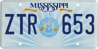 MS license plate ZTR653