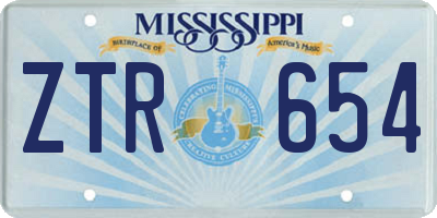 MS license plate ZTR654