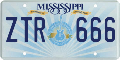 MS license plate ZTR666