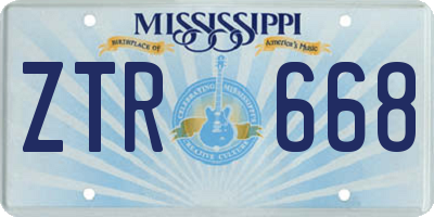 MS license plate ZTR668