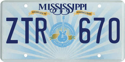 MS license plate ZTR670