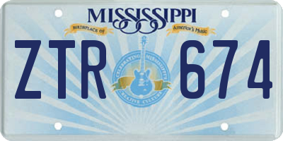 MS license plate ZTR674
