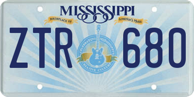 MS license plate ZTR680
