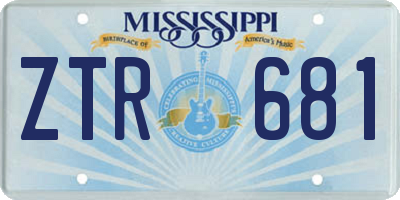 MS license plate ZTR681