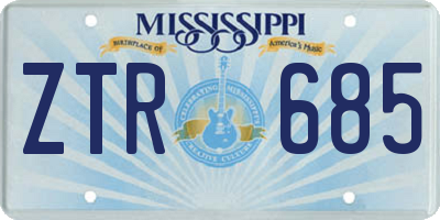 MS license plate ZTR685