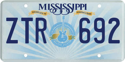 MS license plate ZTR692