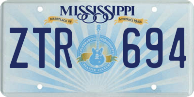 MS license plate ZTR694