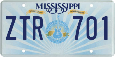 MS license plate ZTR701