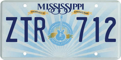 MS license plate ZTR712